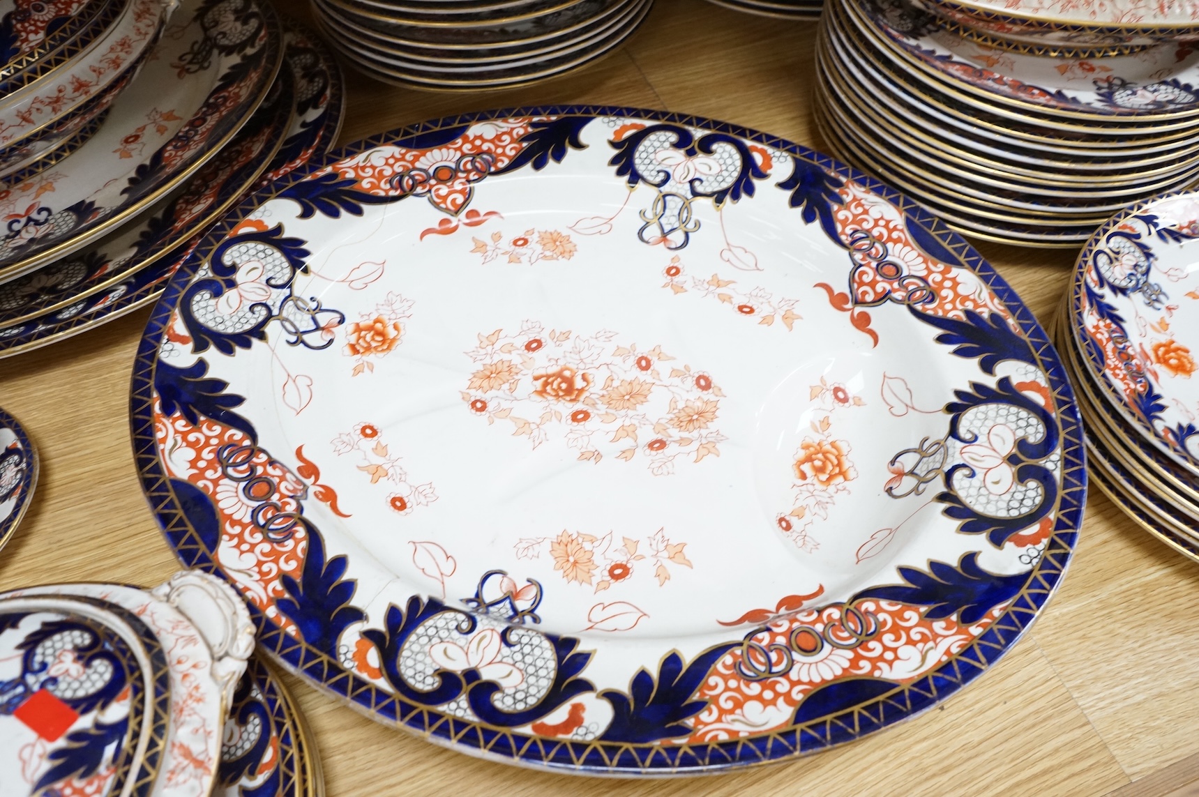 A large Victorian Royal Crown Derby pottery dinner service